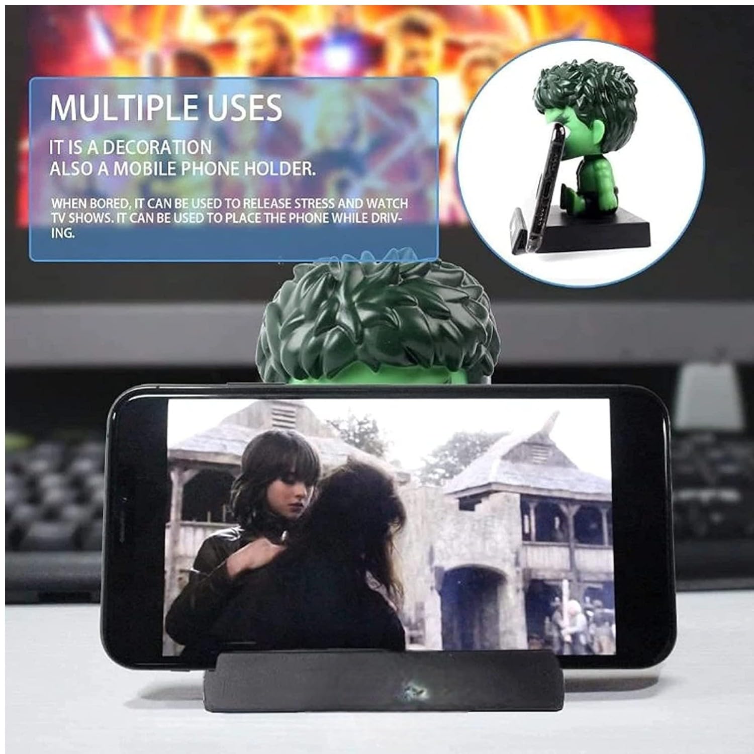 UMANI Super Hero Action Figure Limited Edition Bobblehead with Mobile Holder for Car Dashboard, Office Desk & Study Table (H.U.L.K.) - Image 4 thumbnail