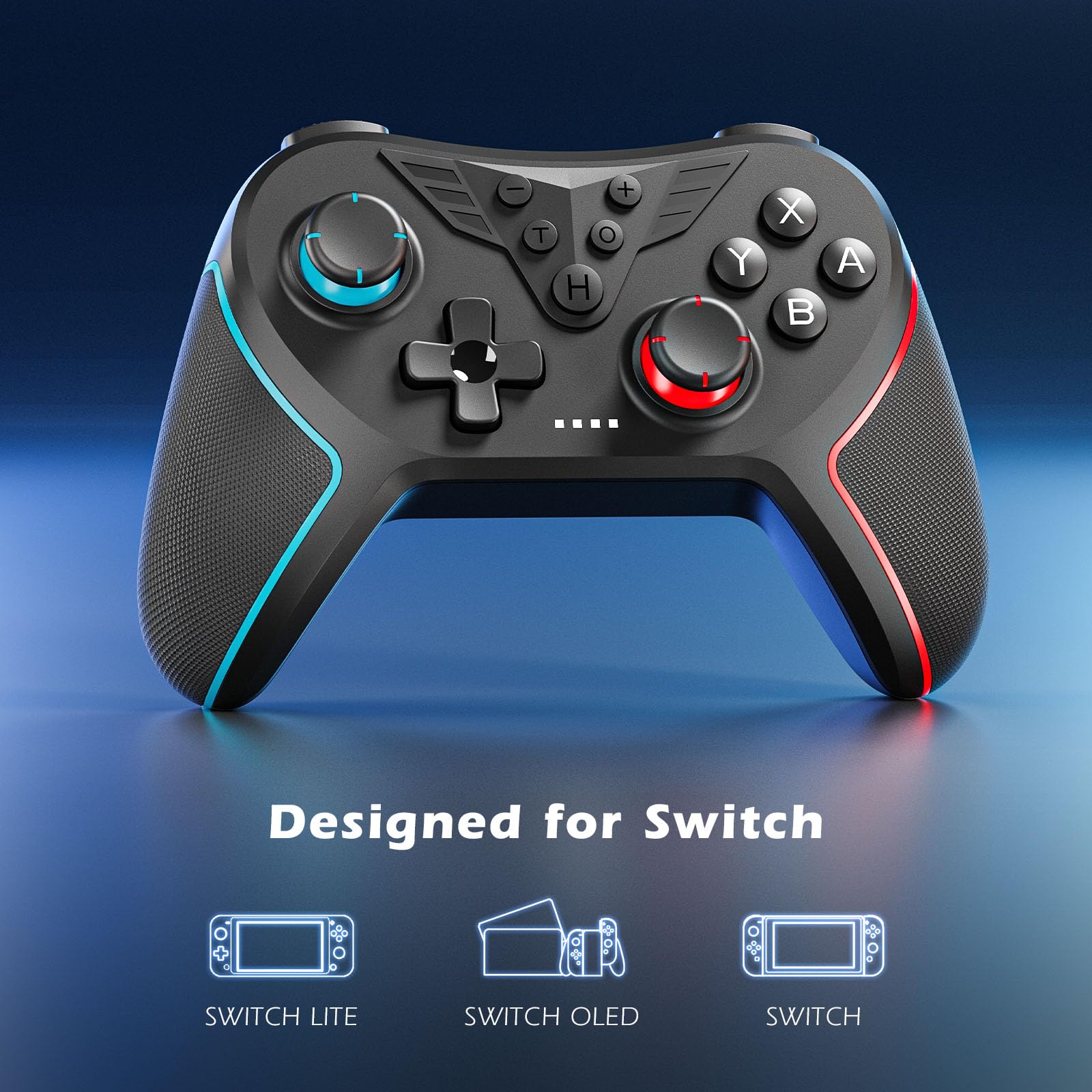 LATEC Controller per Switch/Switch 2, Controller Switch Wireless per Switch Lite con Joystick Hall/Pulsante Programmabile/ASSE Giroscopico/Vibrazione Regolabile/Funzione Turbo/Cattura Schermo,Nero