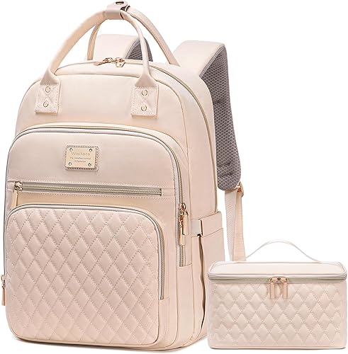 Miniatura 9 de Weitars Mochila de almuerzo para mujer, mochila para laptop de 15.6 pulgadas, mochila de viaje para mujer, mochila de trabajo, mochila para Rojo vino
