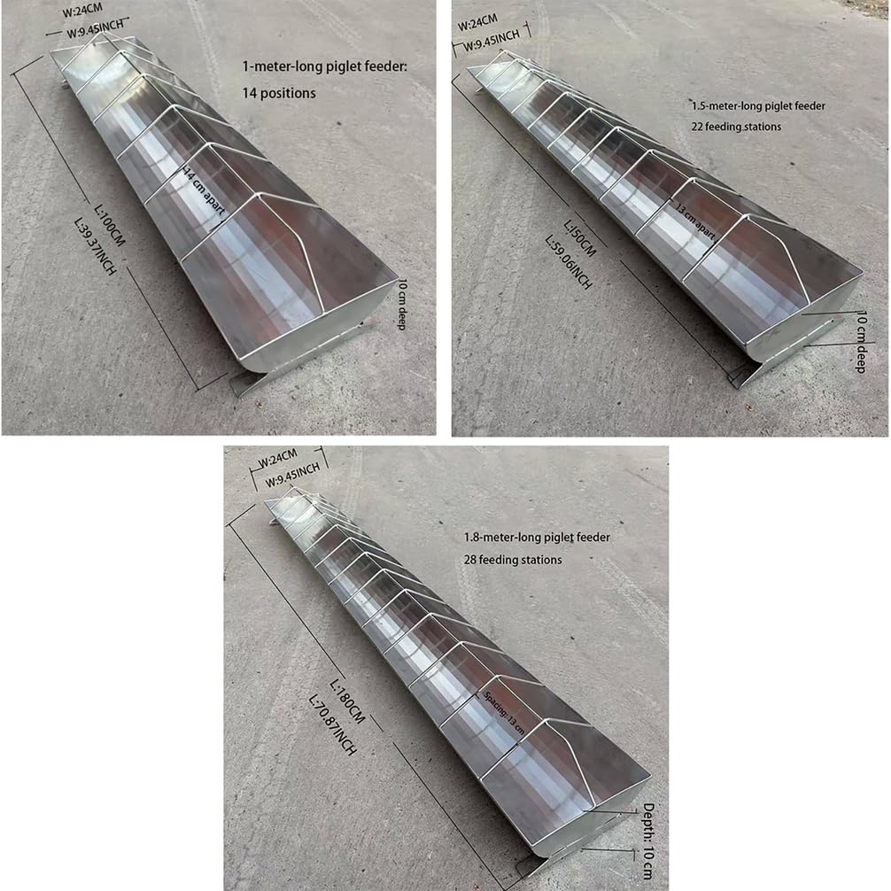 Karmnik dla drobiu, metalowa korytka karmienia kurczaków karmniki kaczek na zewnątrz ze stali nierdzewnej hodowlanych do karmienia kóz i świń na zewnątrz,Silver,L100*H10*W24
