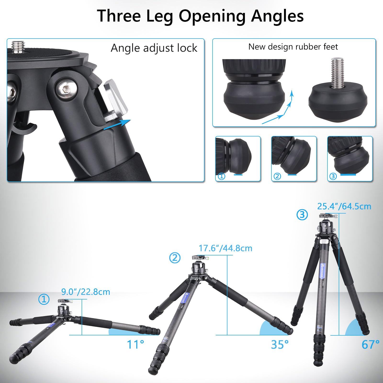 Treppiede in alluminio resistente ultra stabile da 40 mm con adattatore per ciotola da 75 mm per fotocamere DSLR, carico massimo 39,9 kg/40 kg (alluminio 90C)