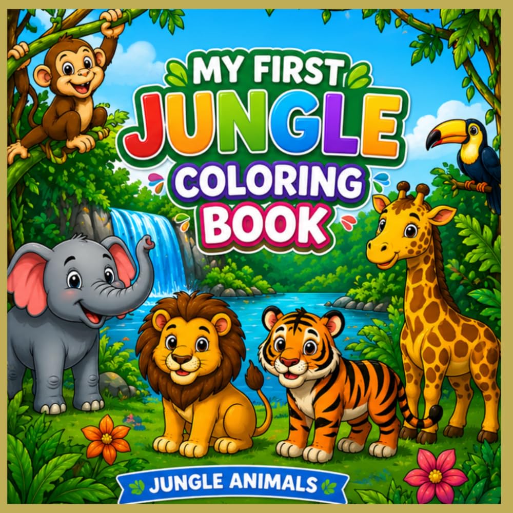 My Frist Jungle Coloring Book: Fun and Easy Animals to Color for Kids Ages 4–8
