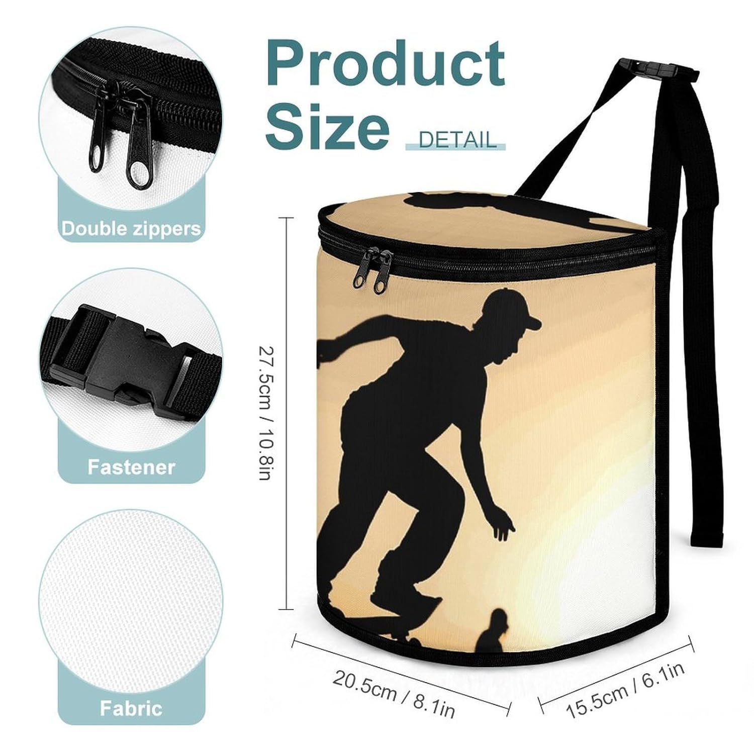 MUSM Leakproof Car Trash Can 2.5 Gallon, Durable Automotive Garbage Bag with Waterproof Liner, Skateboard Trash Bag for Car, Truck, RV & Bathroom