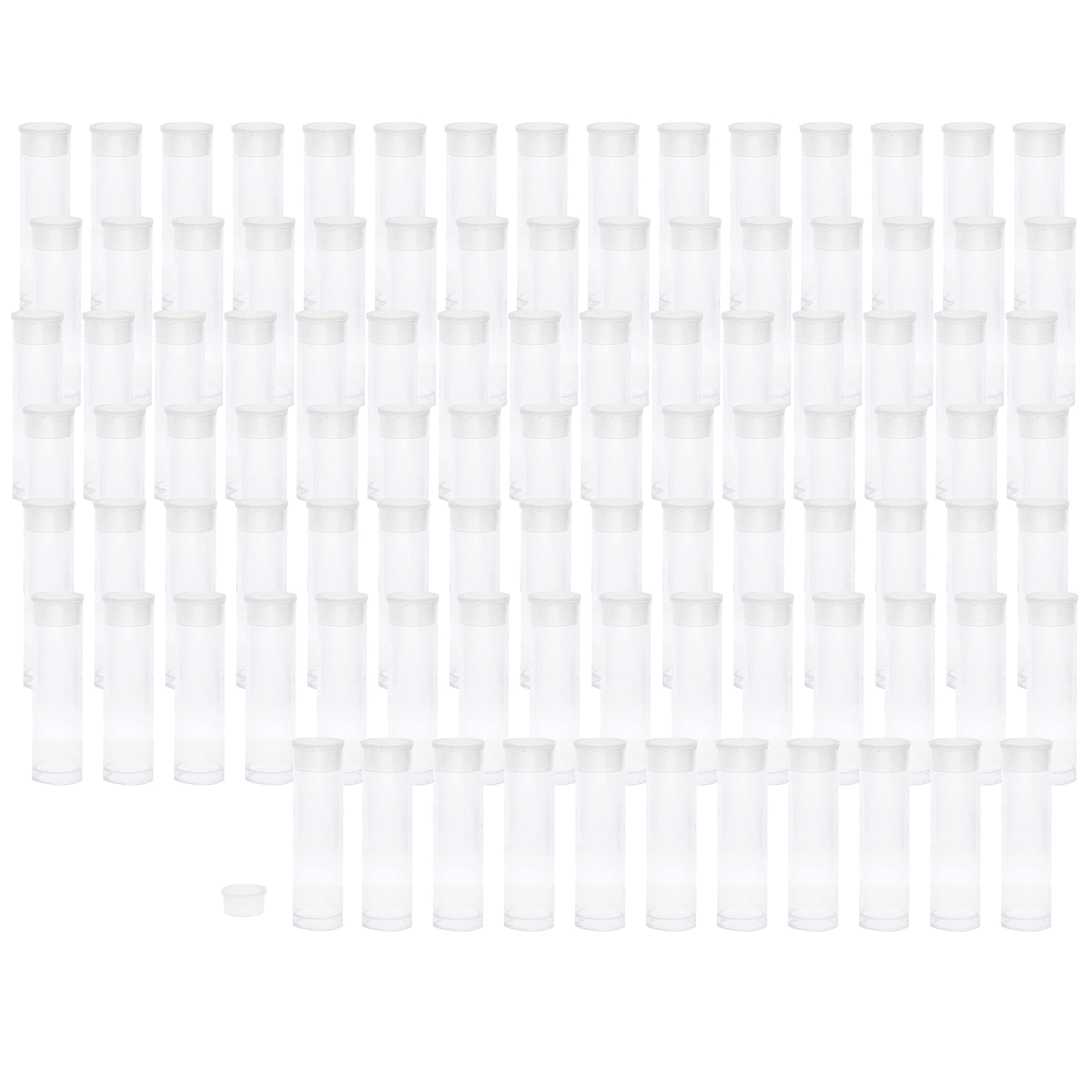 The Beadsmith Clear Plastic Tubes - 2-Inch-Long Round Tubes, 9/16 Inches in Diameter - Flat Caps - Use for Beads, Bath Salts, Wedding &amp; Party Favors, Home or Office Storage - Bag of 100