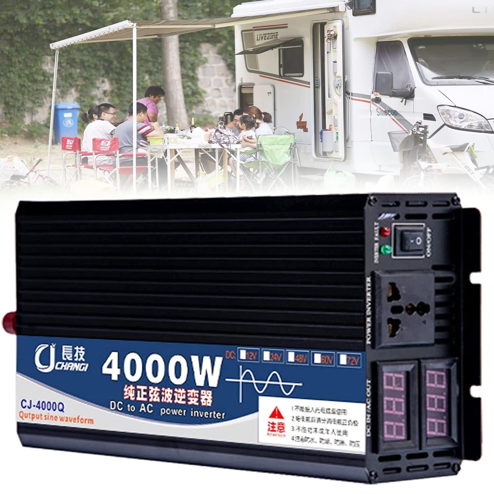 CZVJUKBYP Pure Sine Wave Inverter 3000w 4000w 5000w Power for Car Converter Dc 12v 24v 48v 60v to Ac 110v 220v Split(24Vto110V,4000W)
