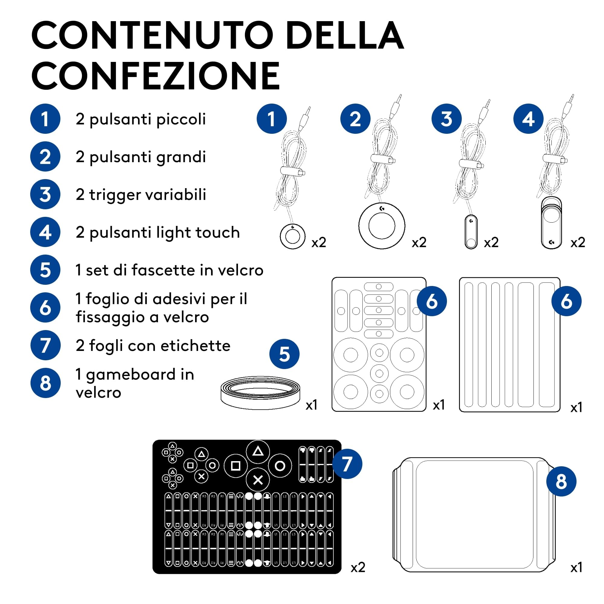 Logitech G Adaptive Gaming Kit For Access Controller, controlli personalizzabili ad alte prestazioni progettati per console PS5, 8 pulsanti e trigger - Nero