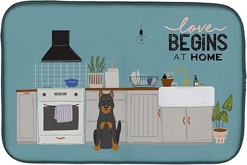 Miniatura 335 de Caroline's Treasures CK7824DDM - Tapete absorbente para secado de platos con diseño de bulldog inglés, rojo y blanco, para encimera de cocina, 14 x