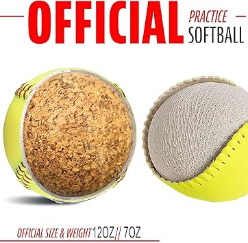 Rarapop Sports Fastpitch Softballs, Official Size and Weight Practice Softball, Unmarked & Leather Covered Training Ball for Games, Practice and Training(Yellow, 12 Inch)