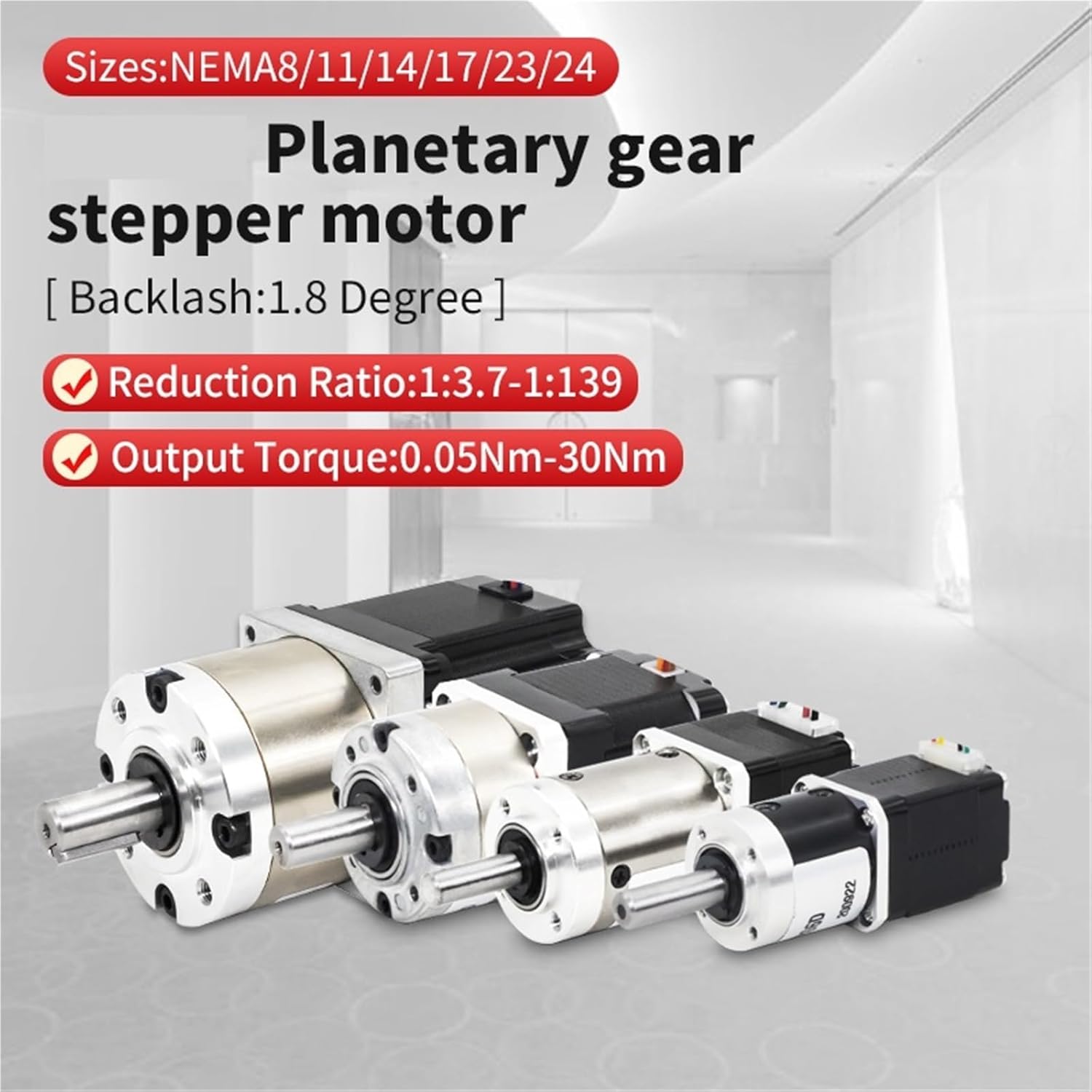 1pcs Big Tq 3.08-30Nm 300N Load 57x55/60x55mm Nema 23 24 Ratio 1:3.6-1:77 Planetary Gear Stepper Motor Gearbox Speed(Reduction Ratio 18,Driver-Um244(Pulse))