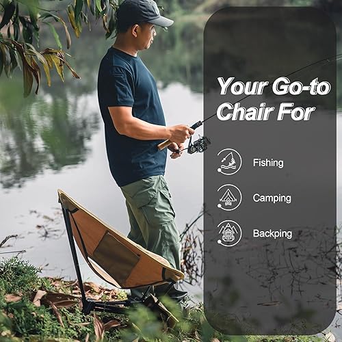 Miniatura 8 de OneTigris Paquete de 2 sillas de campamento Tigerblade, ligera, plegable, para senderismo, compacta, portátil, capacidad de 330 libras