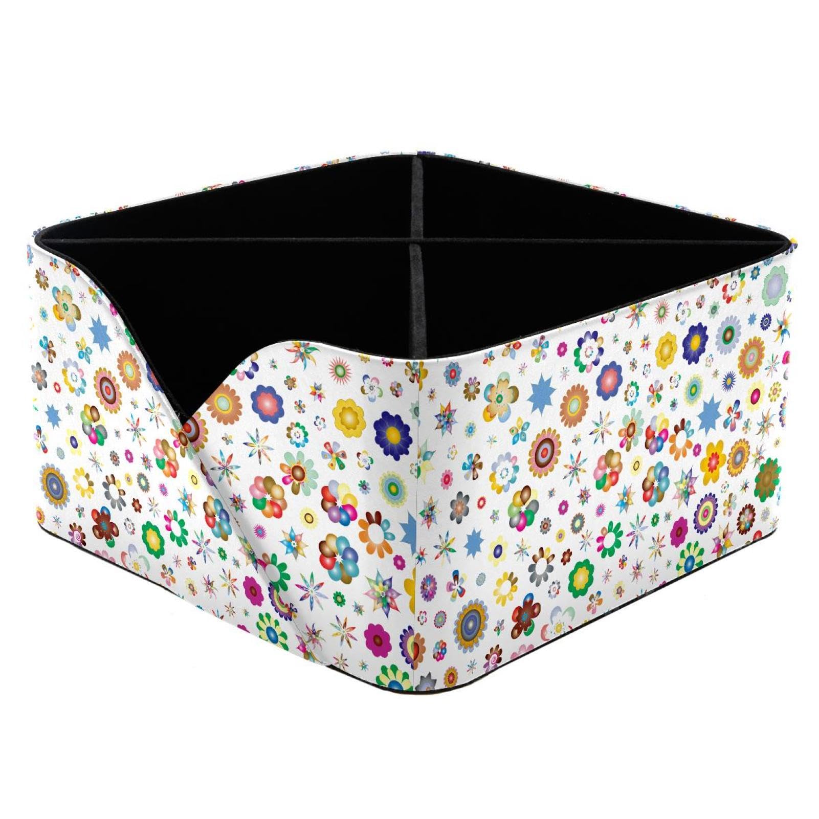KengjuTesu Amazing Floral Blossom Flowers Desktop Organizer Pen Holder, Rectangular Pencil Cup for Office, Study and Makeup Stations