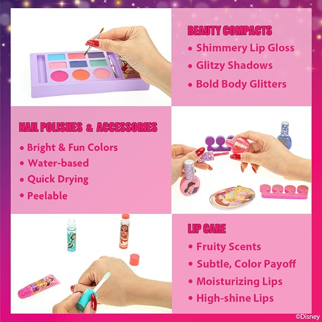 Foto 6 de 8 de Disney Princess Set Maquillaje Niñas Gloss y Esmalte con Maletín Belleza