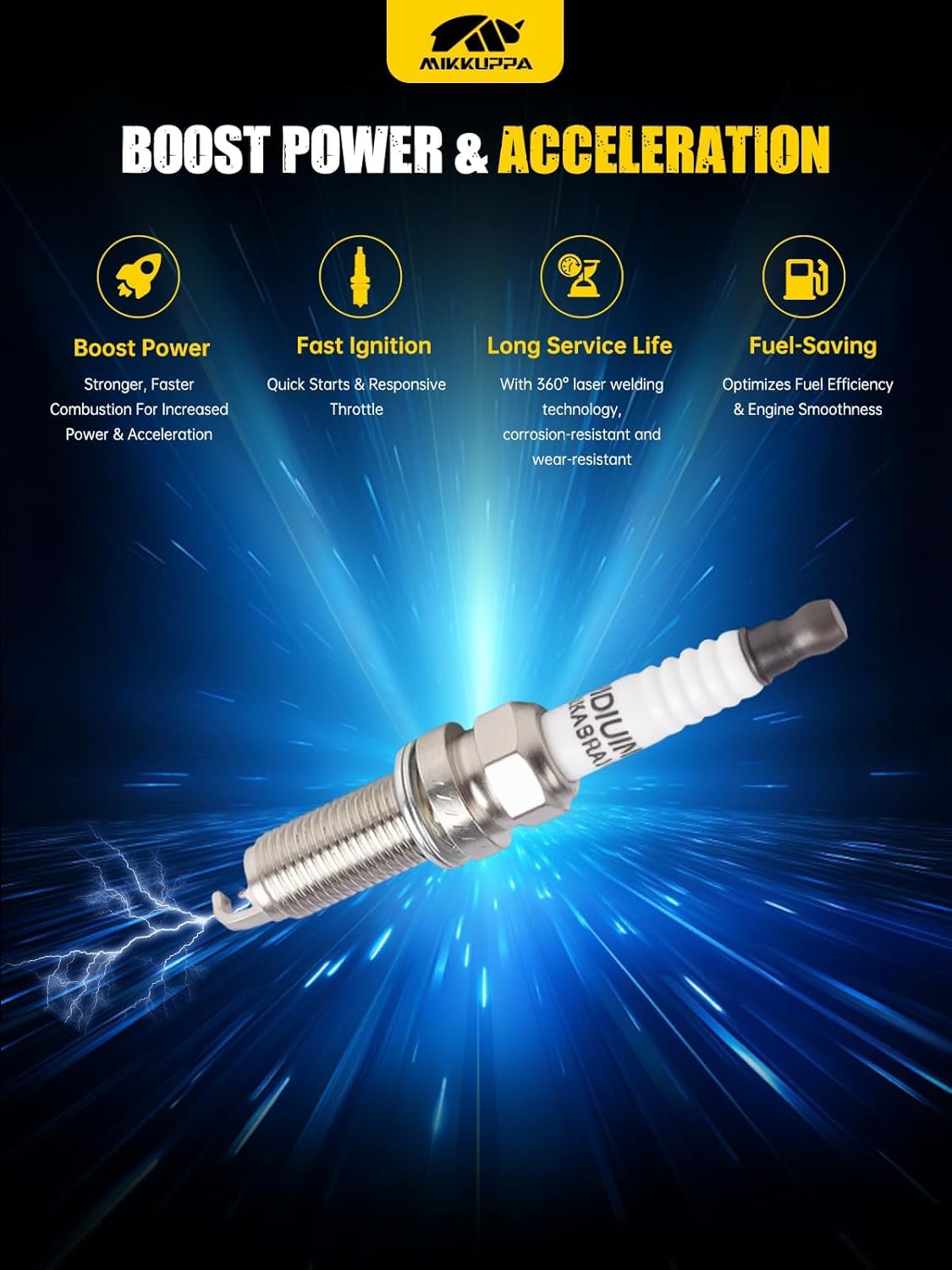 MIKKUPPA Ignition Coil Pack and Spark Plugs - Set of 4 Replaces# UF764, Compatible with Hyundai Sonata Santa Fe Sport Tucson Kia Optima Sorento Sportage 2.0L 2.4L L4