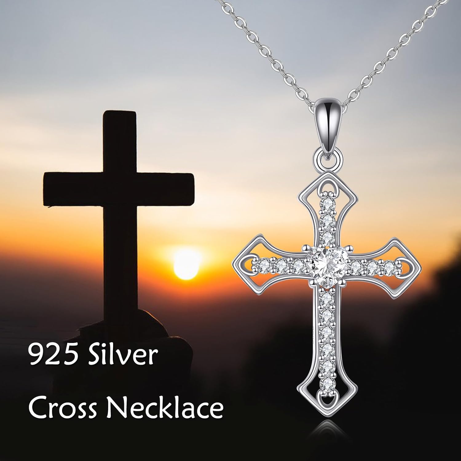 Cross Necklace for Women Men Sterling Silver Cross Jewelry for Women - Image 2