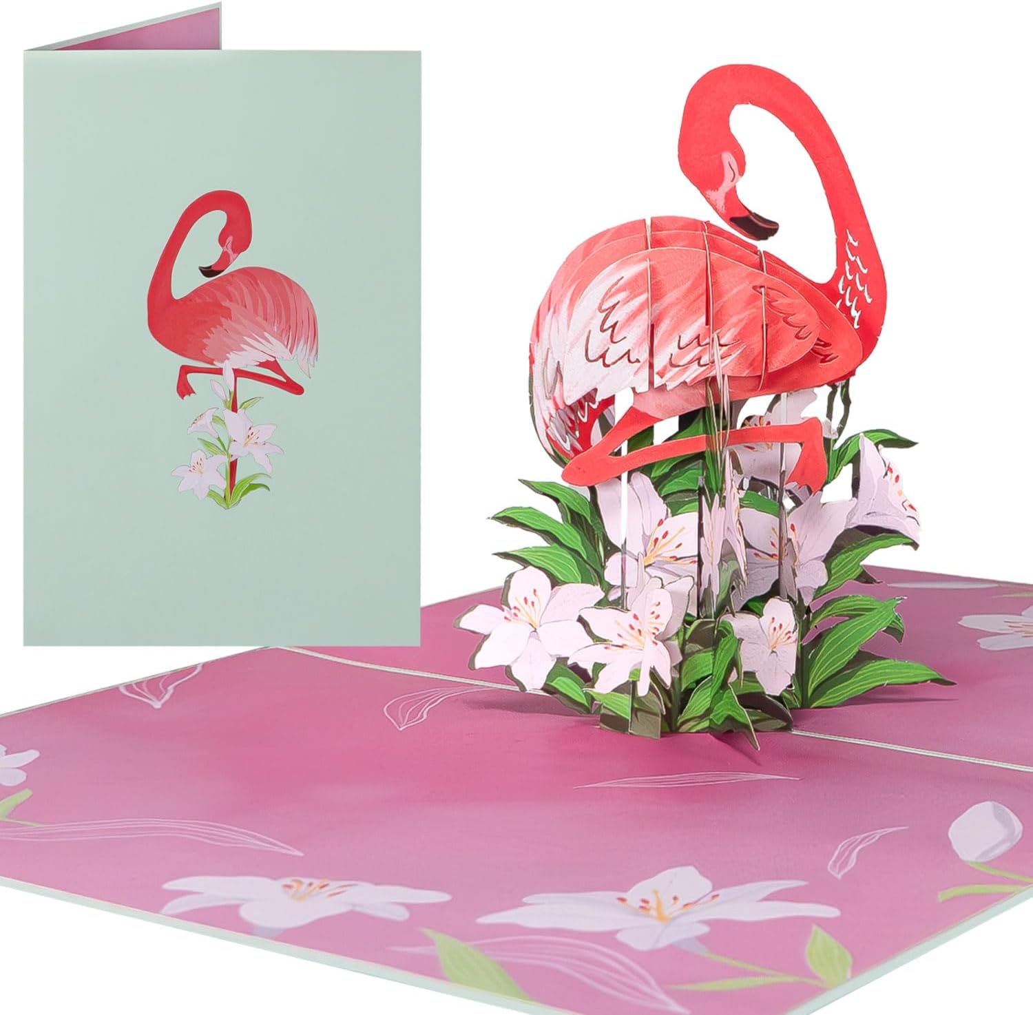 Sweetpopup® 3D Flamingo Pop-Up Greeting Card - Perfect for Women's Birthdays, Good Luck, Get Well Wishes, or Mother's Day (051)