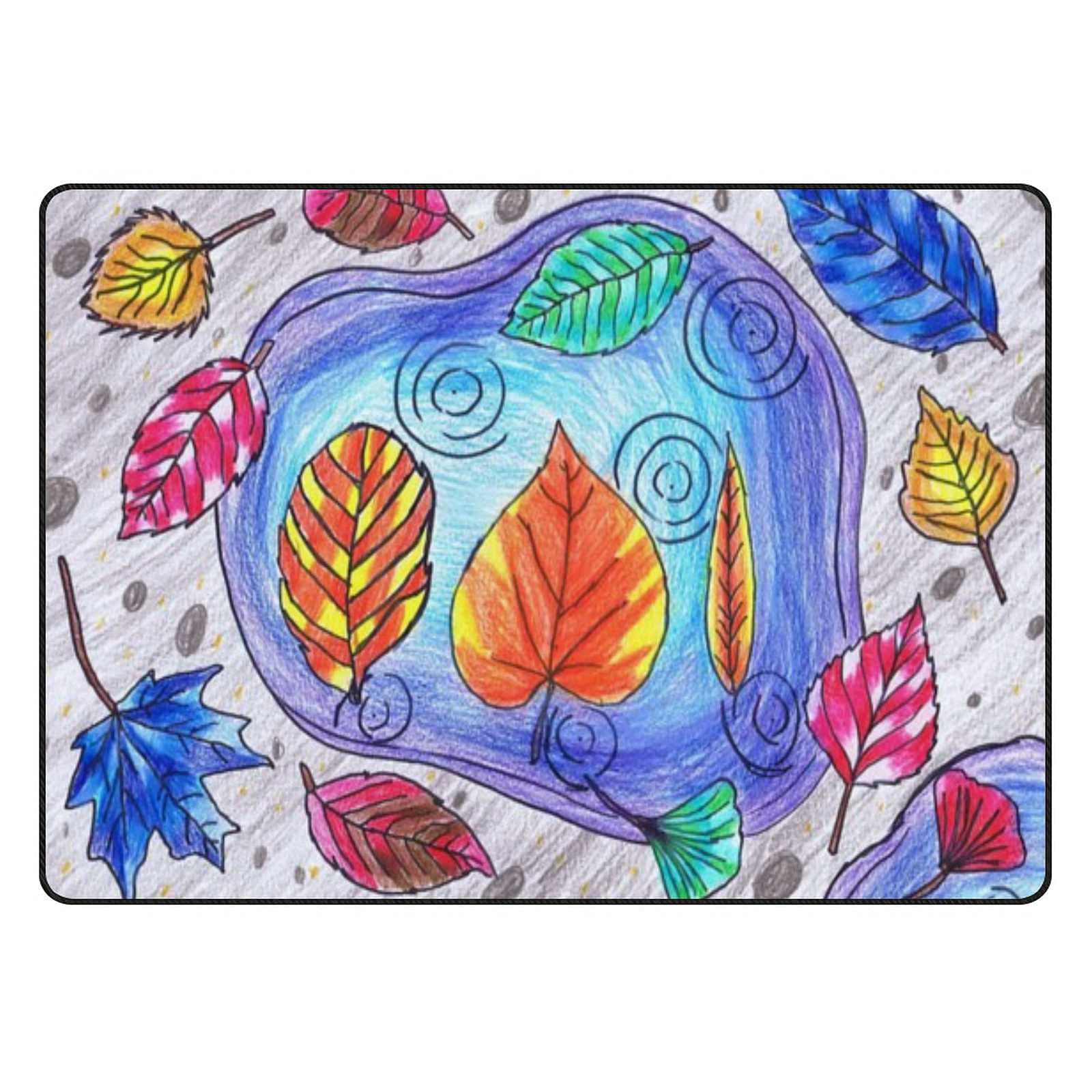 Tapis super doux velours corail motif feuilles automnales décoration cocon