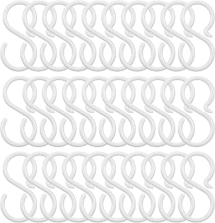 Plastic S Hooks, 30PCS Small Plastic S Shaped Hooks with Flexible Neck for Kitchen Bedroom and Living Room
