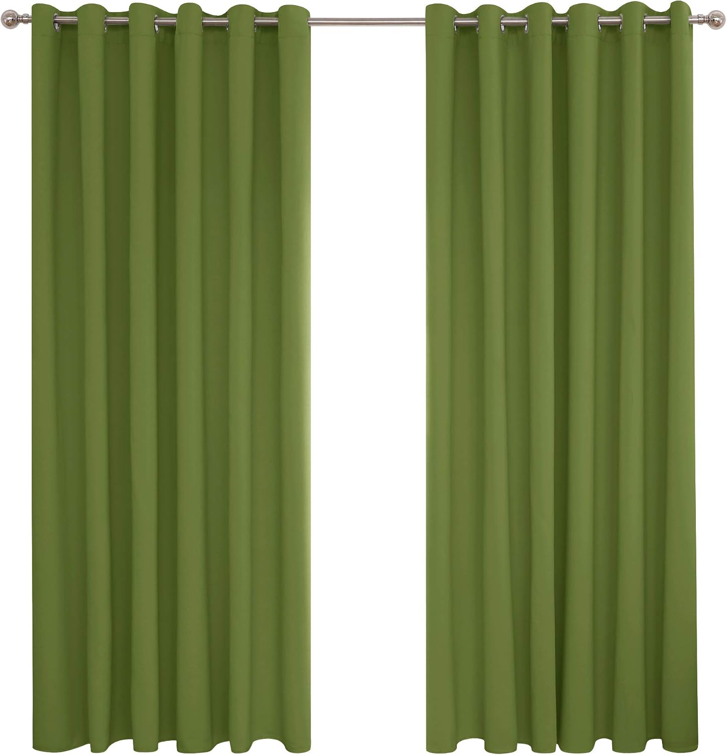 Deconovo Super Soft Solid Thermal Insulated Eyelet Blackout Curtains for Livingroom 90 x 90 Inch 1 Pair Green