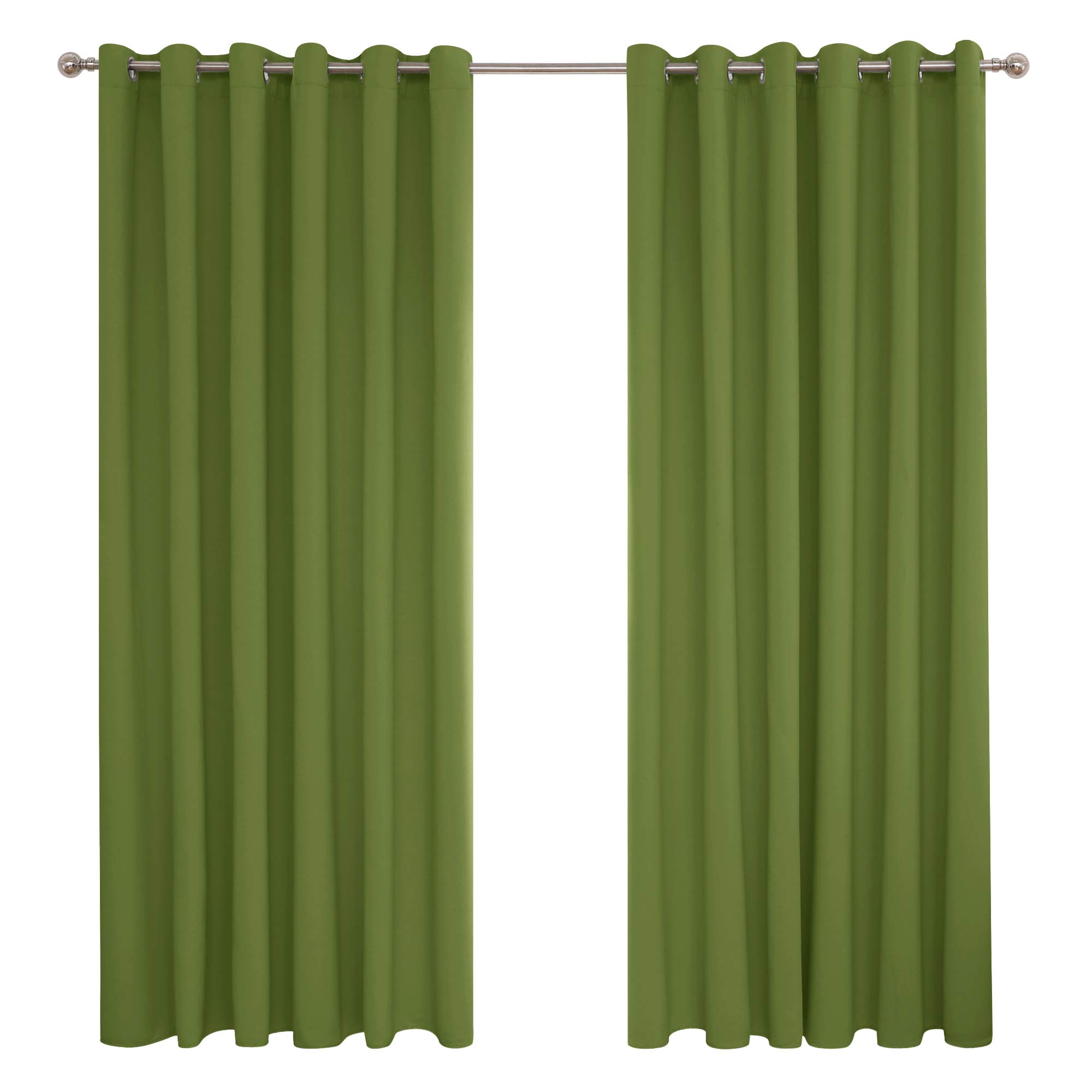 Deconovo Window Treatment Super Soft Solid Thermal Insulated Eyelet Bedroom Blackout Curtains for Kids Green 90x108 Inch 2 Panels