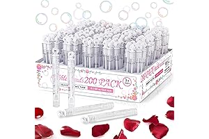 200 Bulk White Mini Bubble Wand Favors for Weddings, Anniversaries, and More (200 Bubble Sticks)