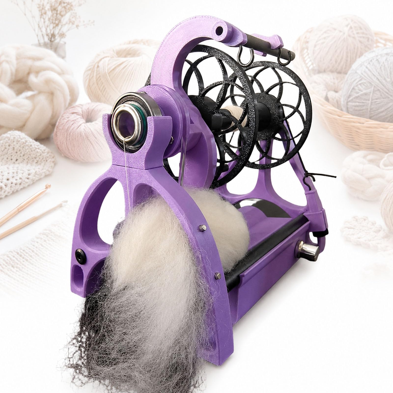 GCYXUC Mini Wool Spinning Wheel, Household Electric Spinning Wheel, Small Yarn Winder with Forward & Reverse, Adjustable Speed Max 1800RPM for Wool Yarn Makers, Knitters and Crocheters