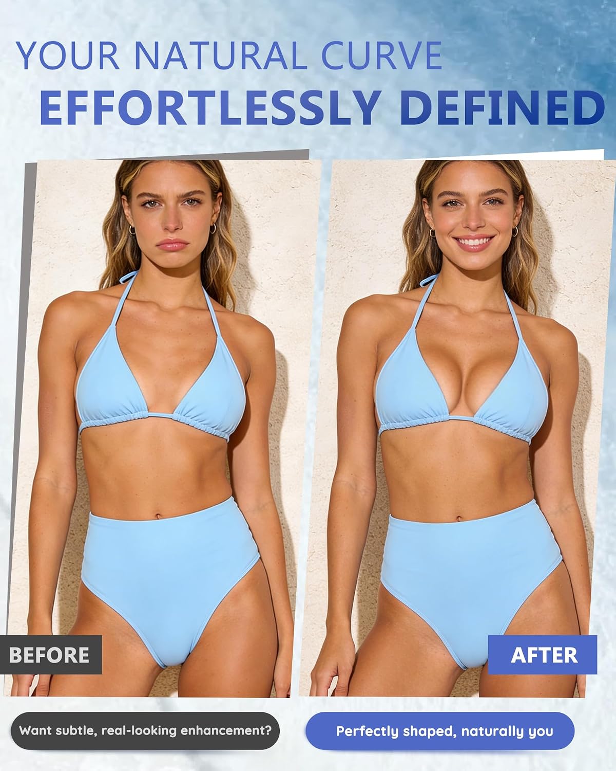 Wateproof Bathing Suit Inserts - 2 Pairs Push Up Swimsuit Bra Pads Inserts Add Cups Size Instantly for Bikini Sports
