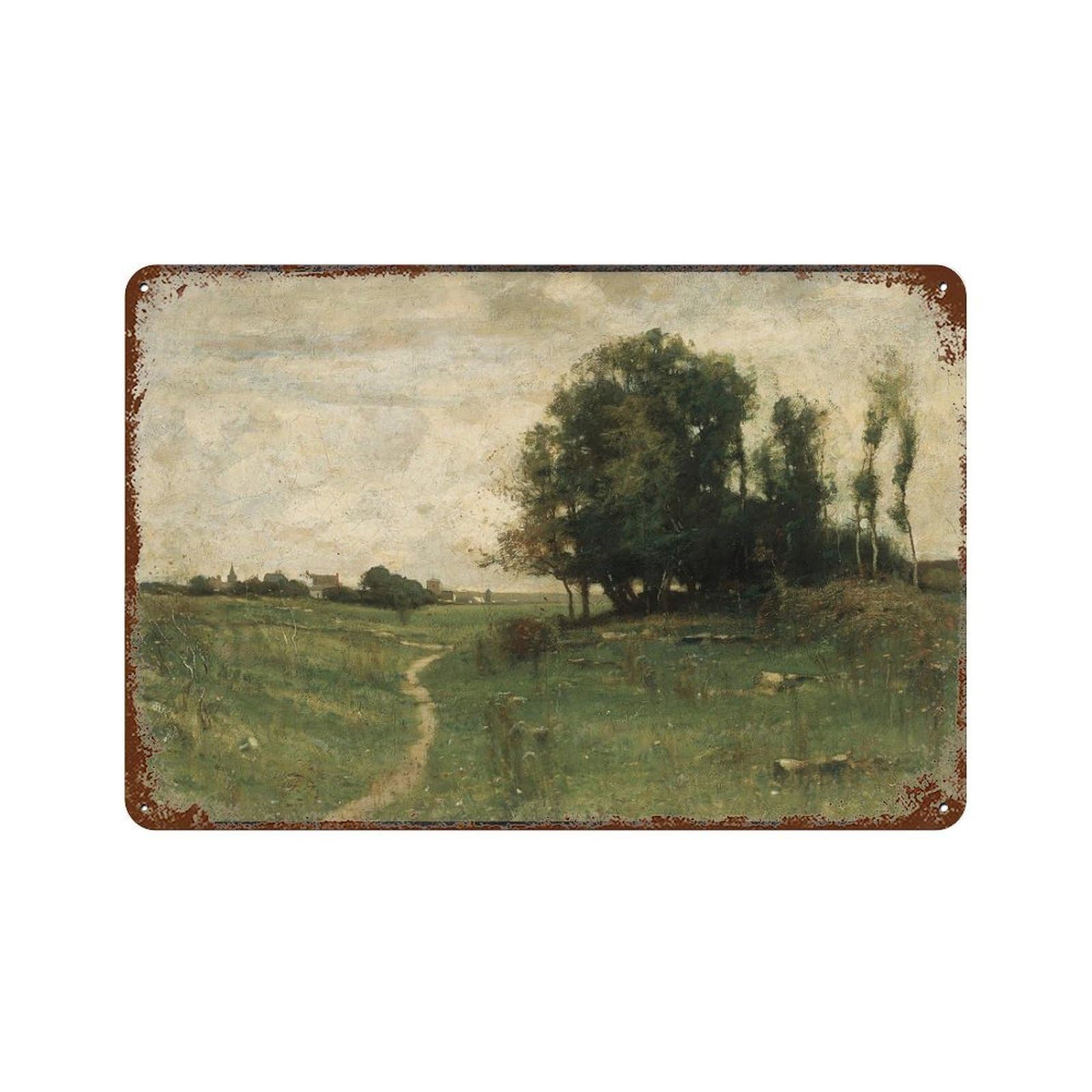xiaoxiaoshen The Path to The Village by John Francis Murphy Wall Decor Art Metal Tin Poster Modern Home Decor Art Home Bar Shop Decorations Vintage Sign 20x30cm