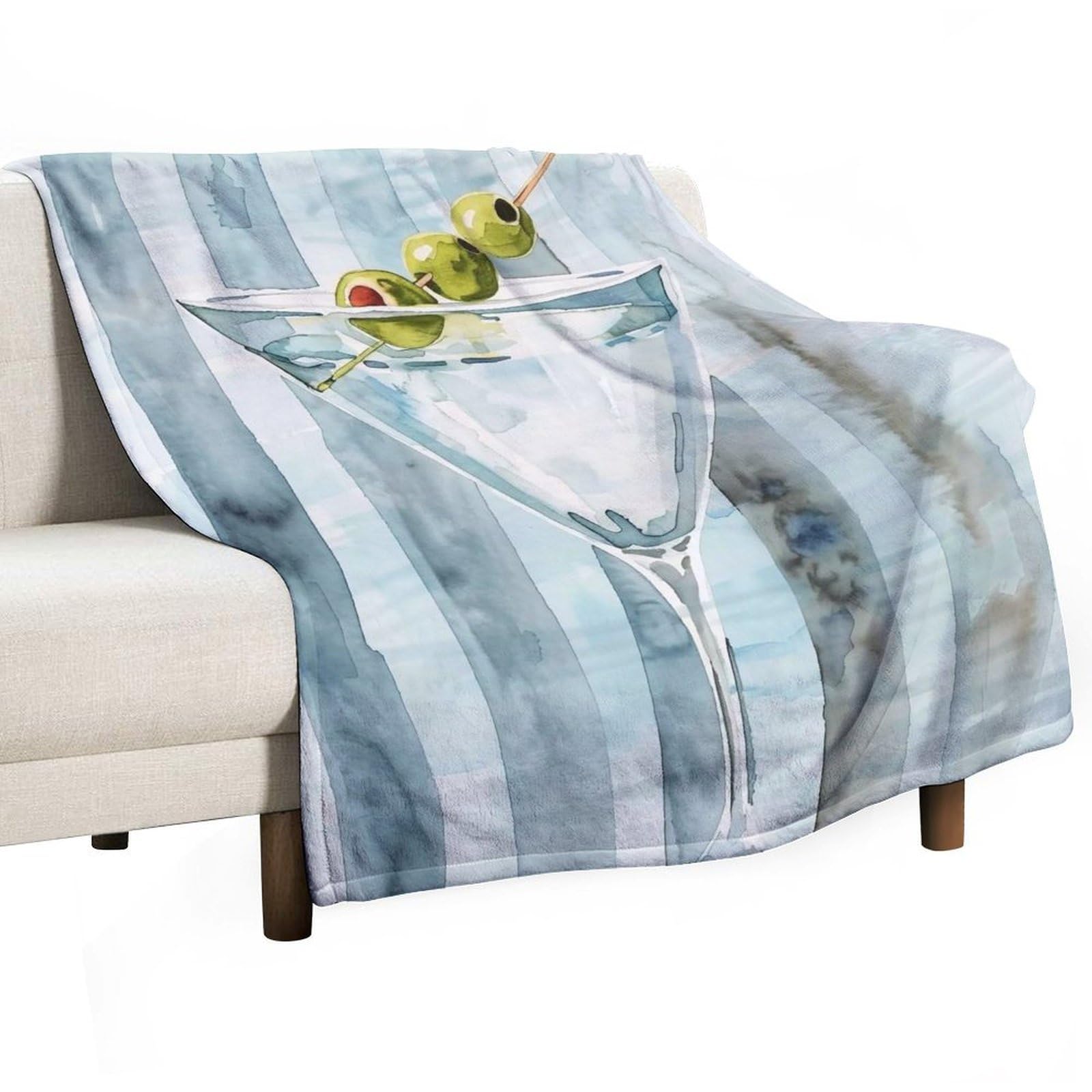 YHGSREUOH Martini-Cocktail-Watercolor_01 Flannel Blankets Fleece Soft Throw Lightweight Plush Gifts for Couch, Bed, Cozy Sofa Plush, Chair, Lovers 175x200cm(70x80in)