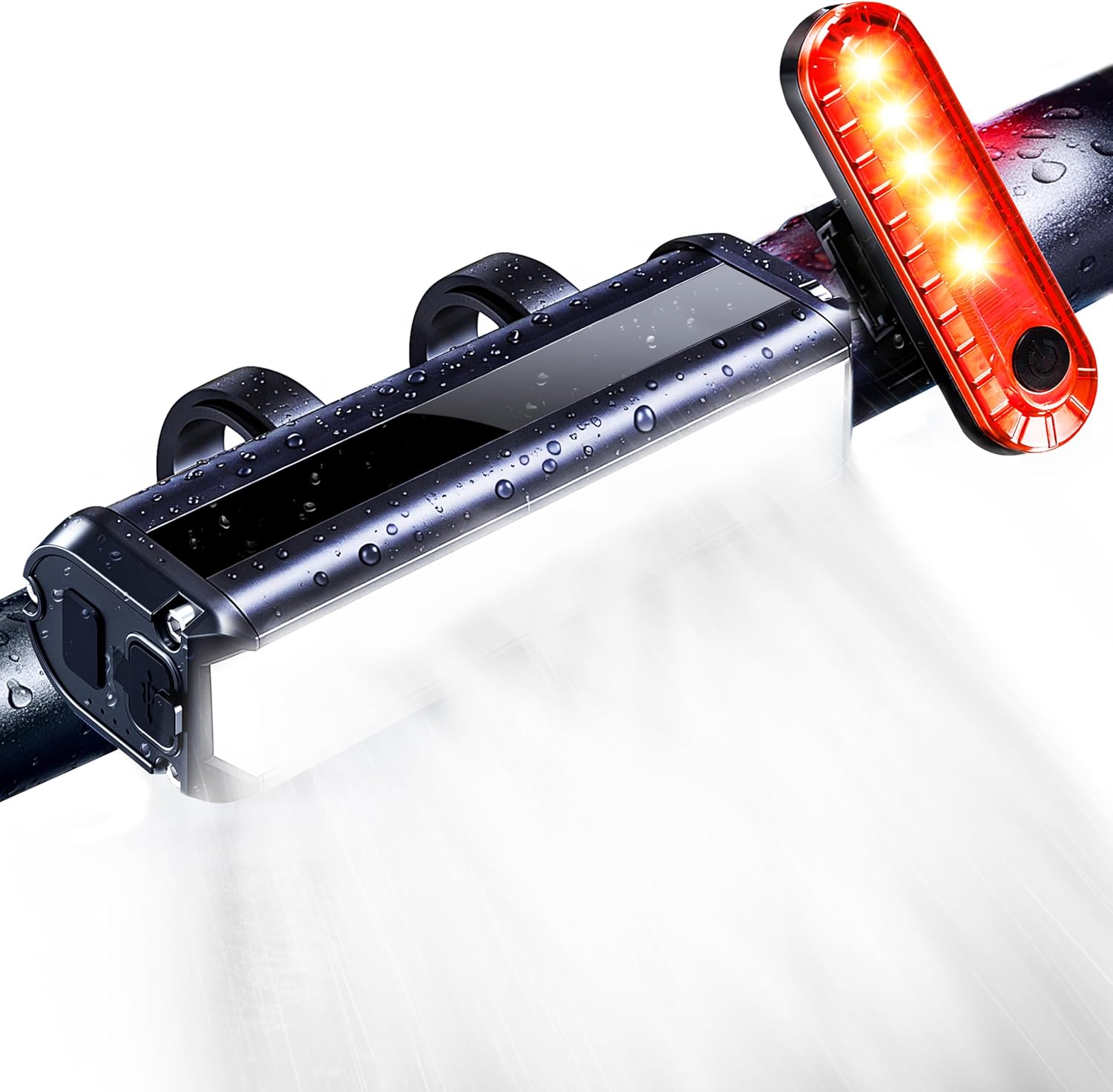 Super Bright 6 LED Bike Lights for Night Riding, Rechargeable Bicycle Lights, Waterproof Bike Headlight for Adults Kids, High lumens Bike Headlight and Tail Light Set for Ebike MTB Cycling Commuting