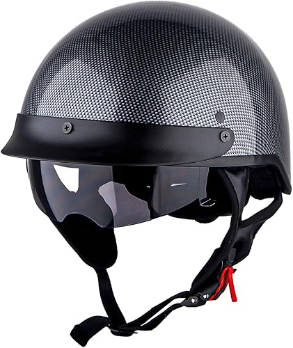Miniatura 10 de 1Storm Casco de media cara para motocicleta, ciclomotores, scooter piloto con visera ahumada interior retráctil HKY205V