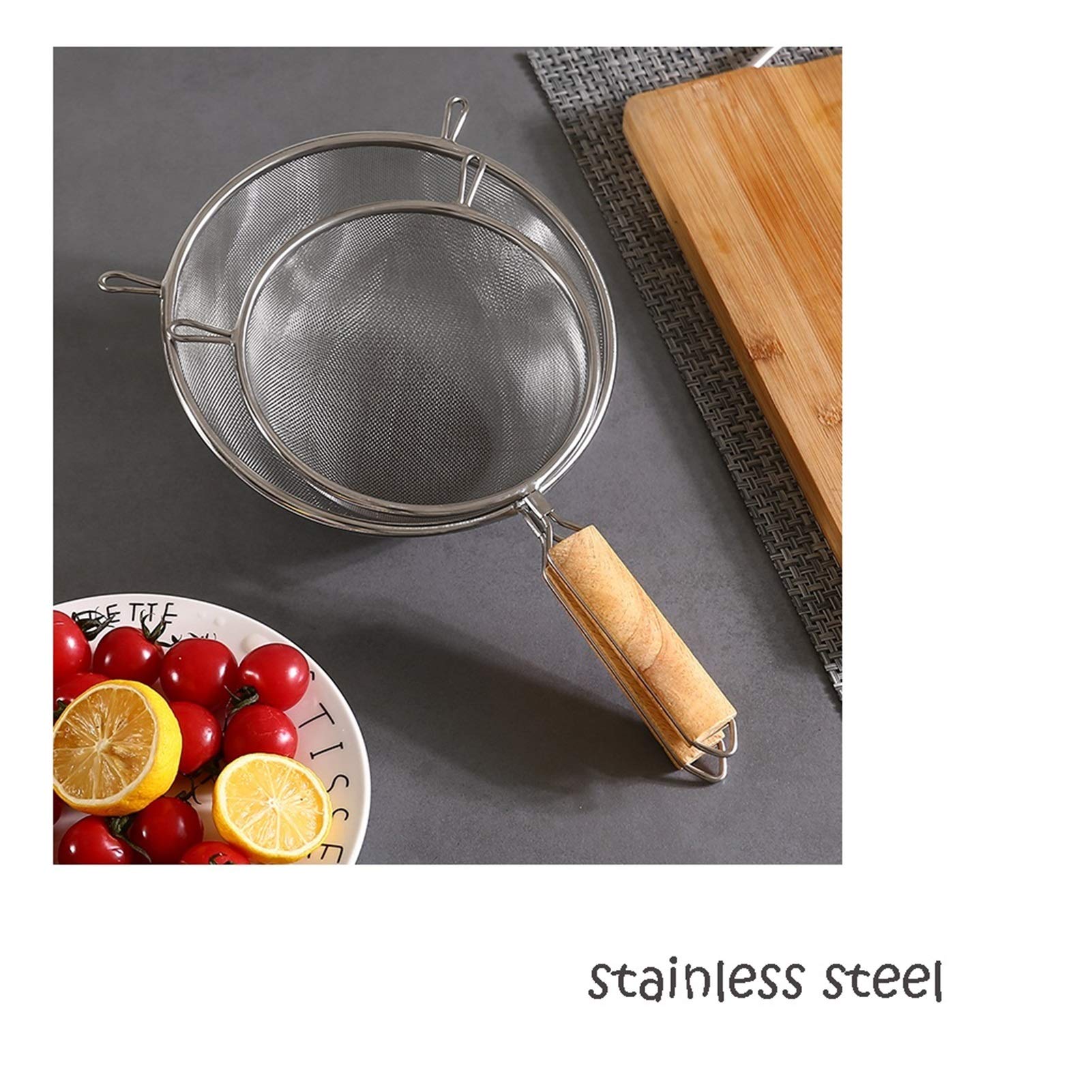Schaumlöffel Sieb Schöpfkelle Leichte Premium-Qualität feines Mesh-Sieb Food-Sieb Food Scoop große Scoop-Kollegen Edelstahl feine Mesh-Sieben Schaum Abseihlöffel (Size : Medium)