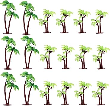 18pcs Palm Tree Cake Toppers Tropical Coconuts Cake Decor for Birthday Wedding Summer Luau Party Favors