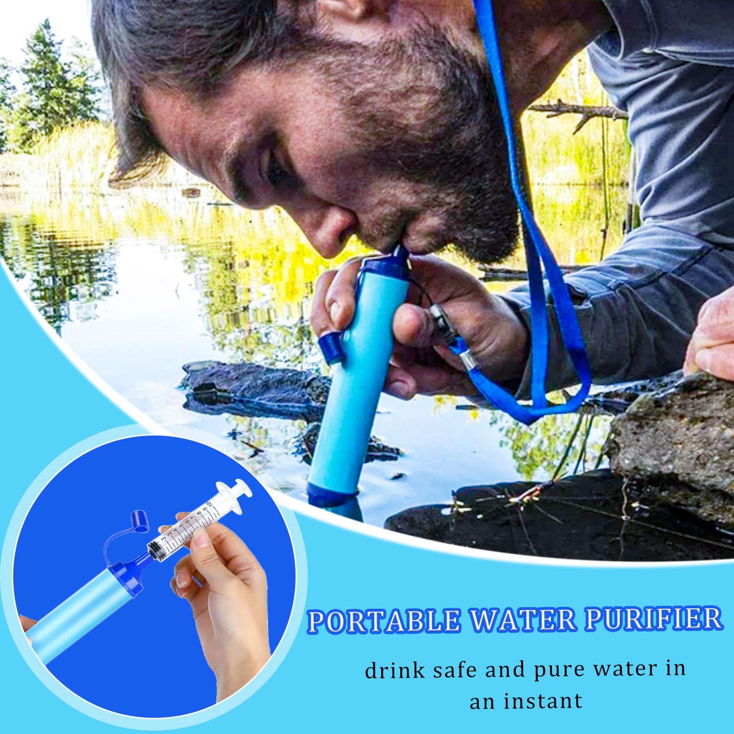 paille filtrante à eau pour l'extérieur, système de filtration d'eau, purificateur d'eau pour la préparation aux urgences, le camping, les et la randonnée. – sports et activités d'extérieur