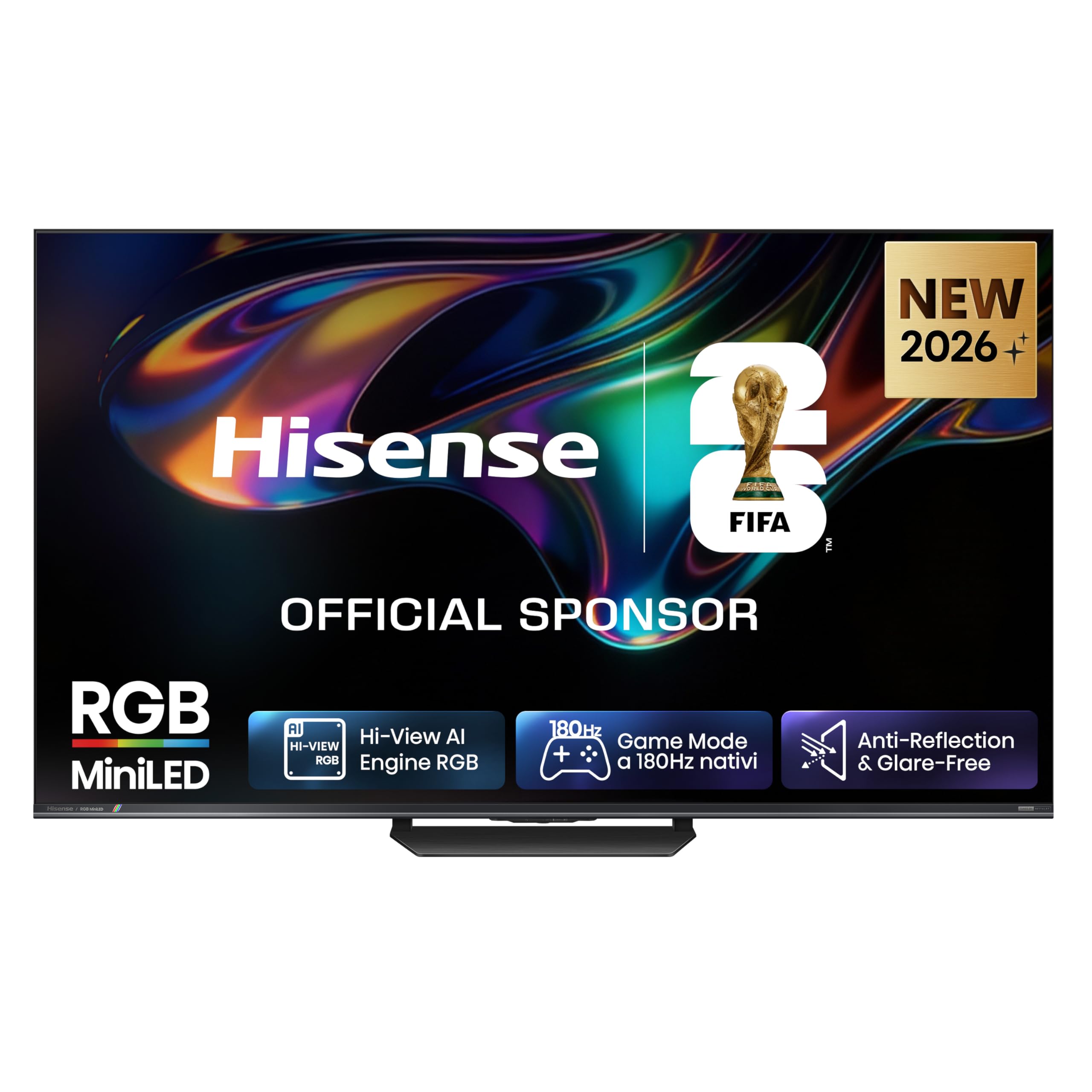 Hisense Smart TV RGB MiniLED 180Hz 55" 4K 55UR8S | Schermo Anti-Riflesso, Dolby Atmos 2.1.2 By Devialet, Dolby Vision IQ, IMAX, VIDAA OS, Wifi 6E, BT, Airplay2, 2026 Model