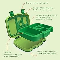 Vista 5 de Bentgo Kids Prints, Lonchera infantil a prueba de fugas, 5 compartimentos, estilo bento, tamaño de porción ideal para edades de 3 a 7 años, libre