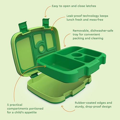 Miniatura 78 de Bentgo Kids Prints - Lonchera para niños, a prueba de derrames, con 5 compartimentos, estilo bento, tamaño de porciones ideales para edades de 3 a 7