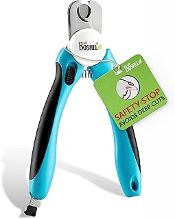 BOSHEL Dog Nail Clippers and Trimmer - with Safety Guard to Avoid Over-Cutting Nails & Free Nail File - Razor Sharp Blades...