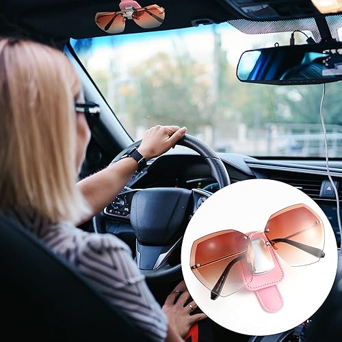 Miniatura 6 de 2 paquetes de soporte universal para anteojos para el automóvil, soporte para lentes de sol, clip de cuero para anteojos y clip para tarjeta de