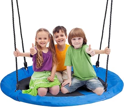 48" Saucer Tree Swing for Kids Adults Outdoor Waterproof 360 Rotate Circle Swings Hanging Round Spider Swing Set with Adjustable Hanging Ropes, Tree Park Backyard