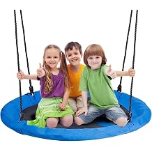 48" Saucer Tree Swing for Kids Adults Outdoor Waterproof 360 Rotate Circle Swings Hanging Round Spider Swing Set with Adjustable Hanging Ropes, Tree Park Backyard