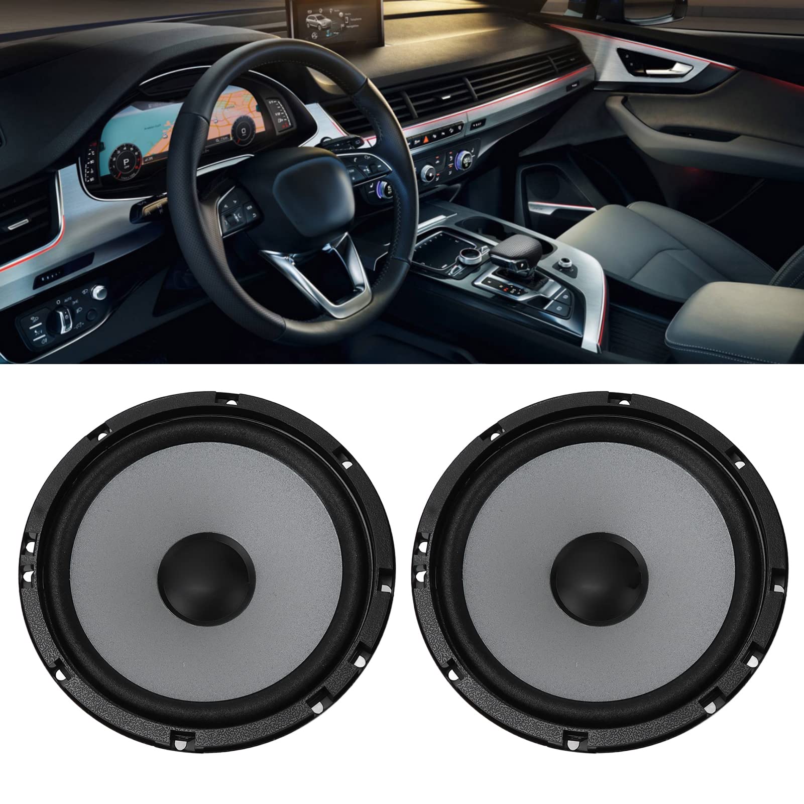 Altavoz coaxial para automóvil, 2 piezas Altavoz coaxial para automóvil de 6.5 pulgadas Frecuencia completa universal 4Ω 12V para sistema de audio automático