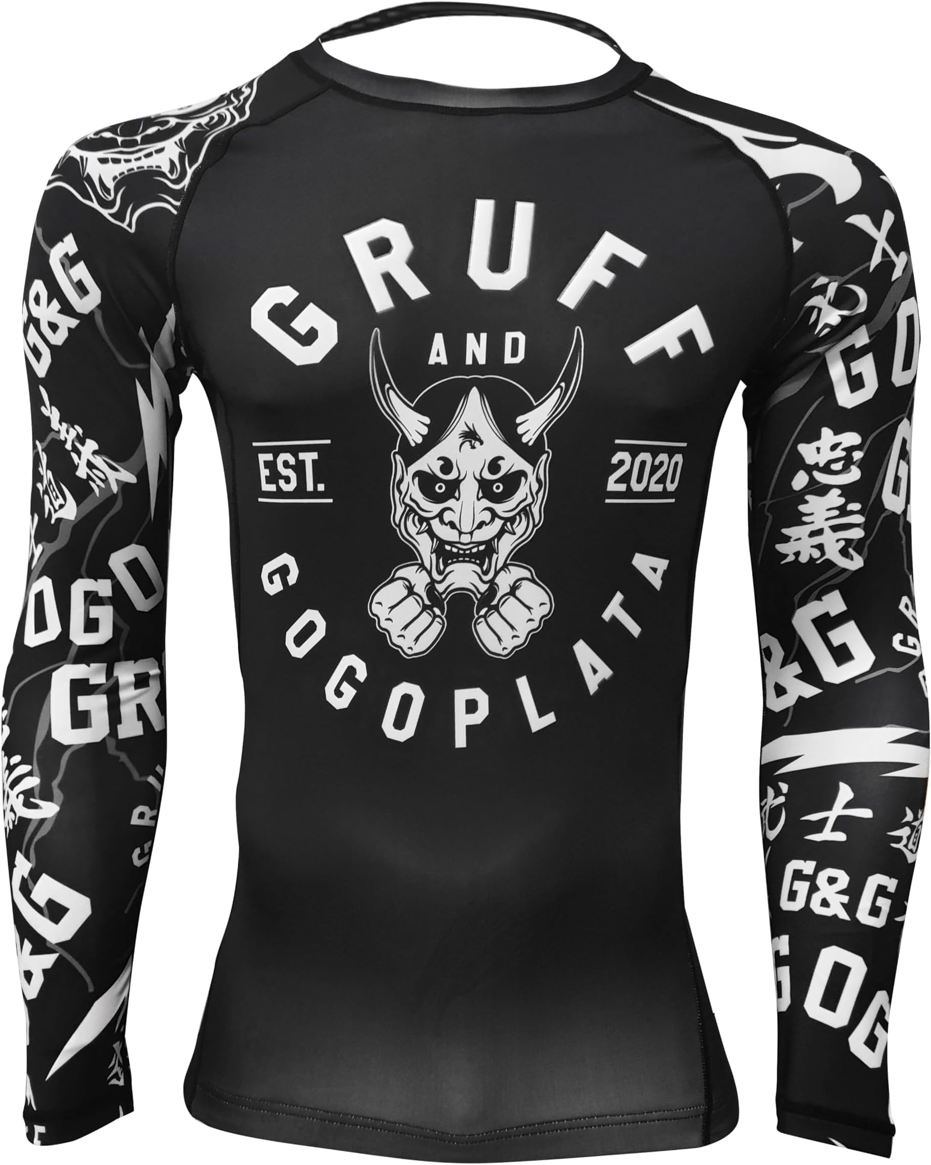 Gruff CombatBJJ Rash Guards Grappling MMA Jiu Jitsu No Gi UFC Shirt Fight Wear, Long Sleeves.