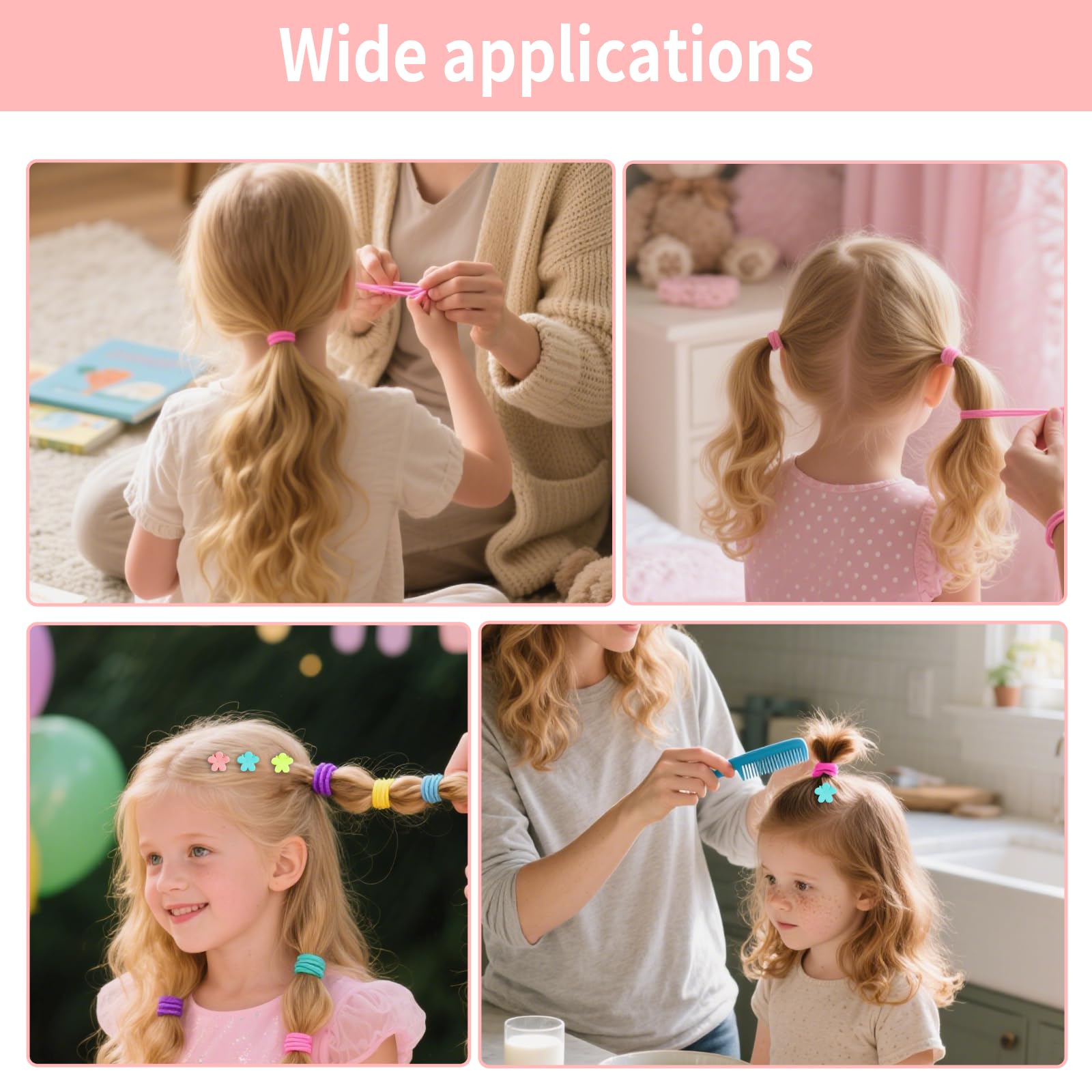 200Pcs Hair Bobbles, Elastic Hair Bands for Women and Girls Multicolor Ponytail Holders with 15pcs Mini Hair Clips - Image 4