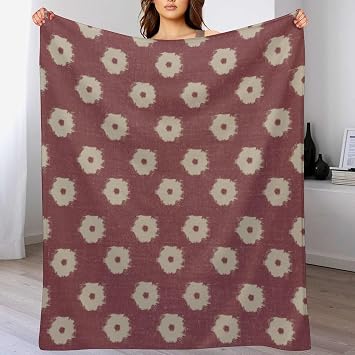 ArogGeld Flower Weave in Red Warm Flannel Blankets Farmhouse Light Brown Floral Flannel Fleece Blankets Cosy Soft Warm Sofa Throw 30x40in Birthday Gift to Friend Grandparents