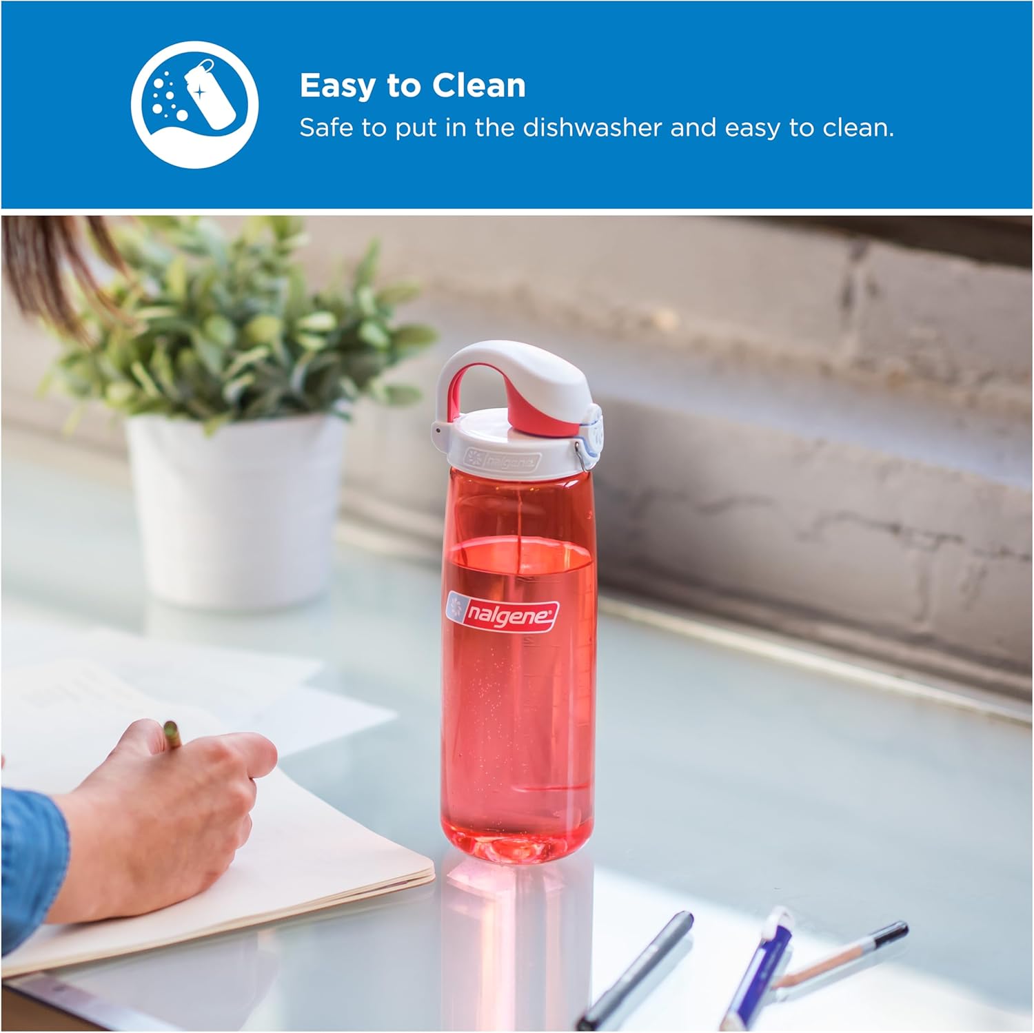 Nalgene Tritan BPA-Free On The Fly Water Bottle, 24 OZ, Blue with Aqua
