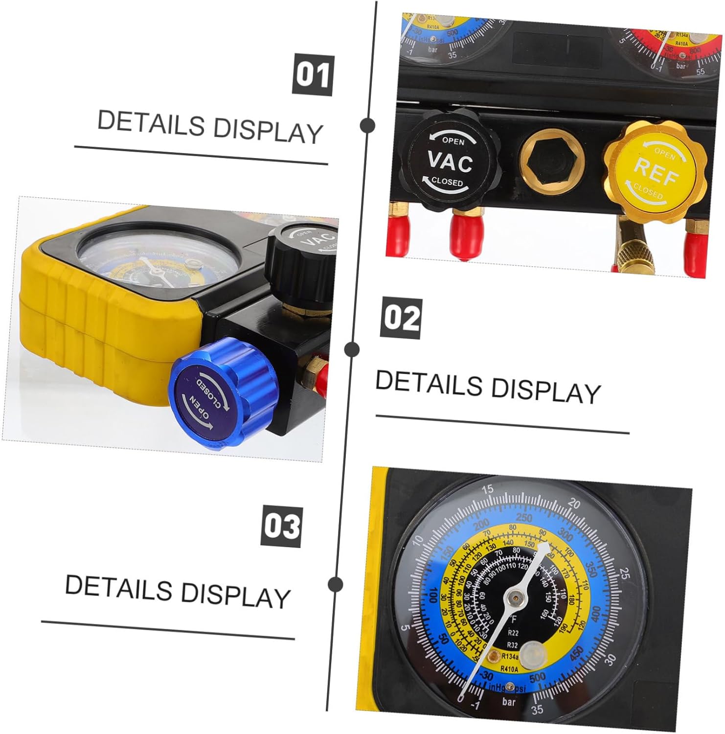 OUNONA Way Manifold Gauge Set Refrigerants Kit Diagnostic Gauge Set Fluoride Table Group Random Color