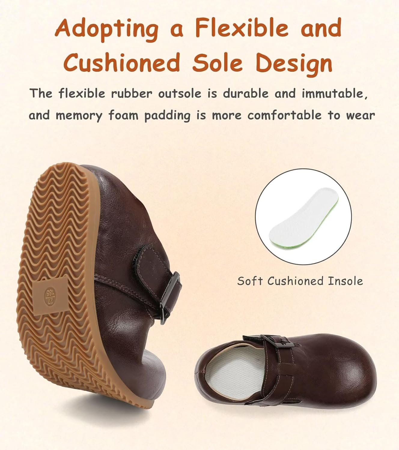 Toddler Suede Shoes Genuine Leather Boys and Girls Wide Shoes Kids Fall Flats(Toddler/Little Kid) - Image 5