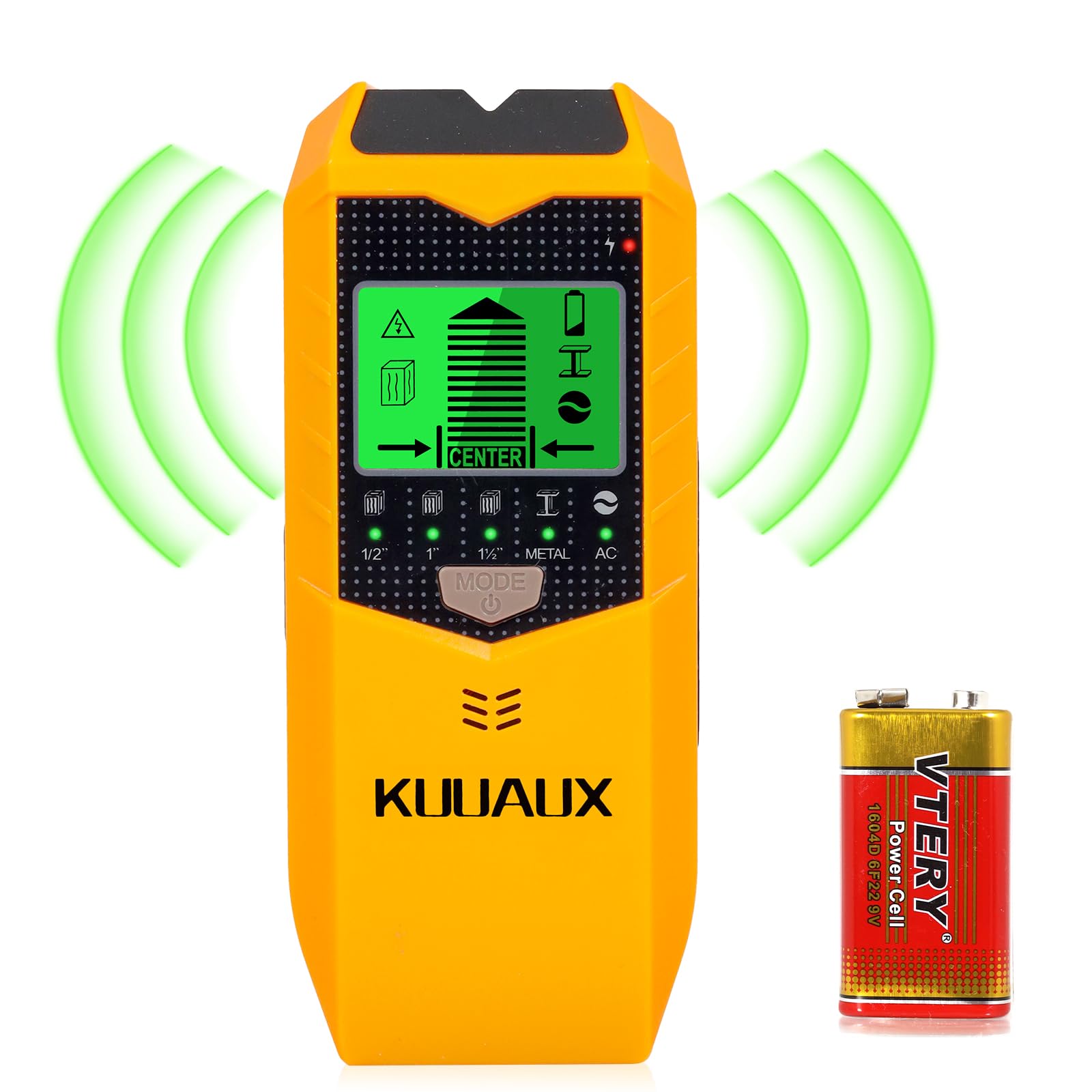 Escáner de pared, detector de pernos 5 en 1 con chip de microprocesador inteligente y pantalla LCD HD, buscadores de haz para centro y borde de madera, cable de CA, viga, metal y tubería,