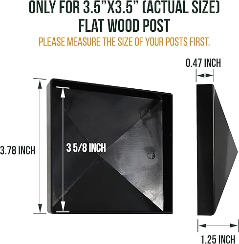 Miniatura 2 de GKOLED Paquete de 6 tapas de vinilo de PVC negro pirámide de 3.5 x 3.5 pulgadas, para postes con tamaño real de 3.5 x 3.5 pulgadas, adecuadas para