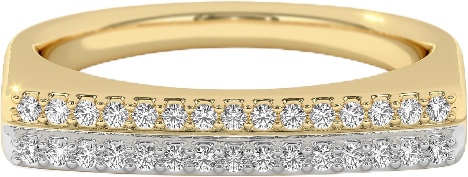 Diamond Rings for Women, Dainty Lab Grown Diamond Ring, Hypoallergenic 925 Sterling Silver Rings with 14K Gold Vermeil (25x Thicker Than Plated Gold Jewelry), Jewelry Gift Box, 5 Years of Warranty